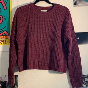 cropped knit maroon sweater